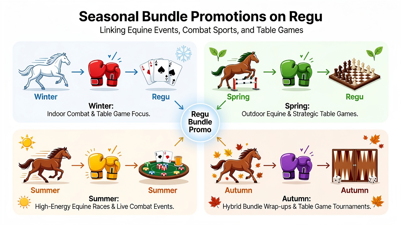 Data visualization of seasonal bundle uptake across equine, combat, and table game categories on Irish regulated sites